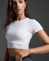 Fluid Ribbed Crop Tee - White/White