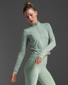 Flex Crop 1/2 Zip Long Sleeve - Eucalyptus/Eucalyptus